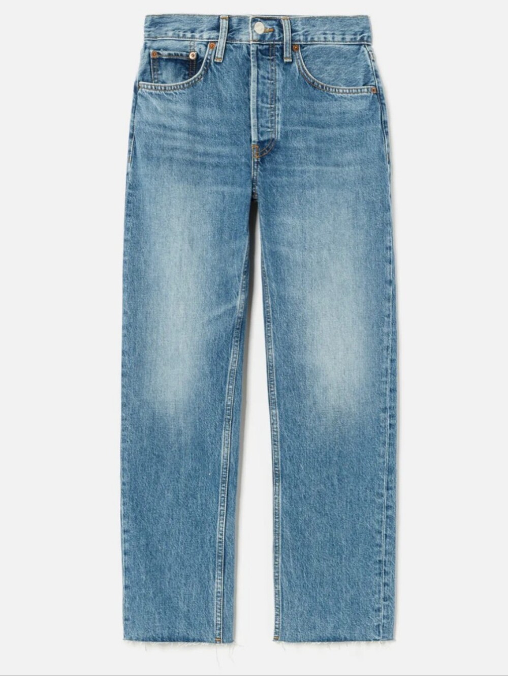 Re/Done blue 70s ultra high rise raw hem stove pipe jeans - Picture 12 of 13